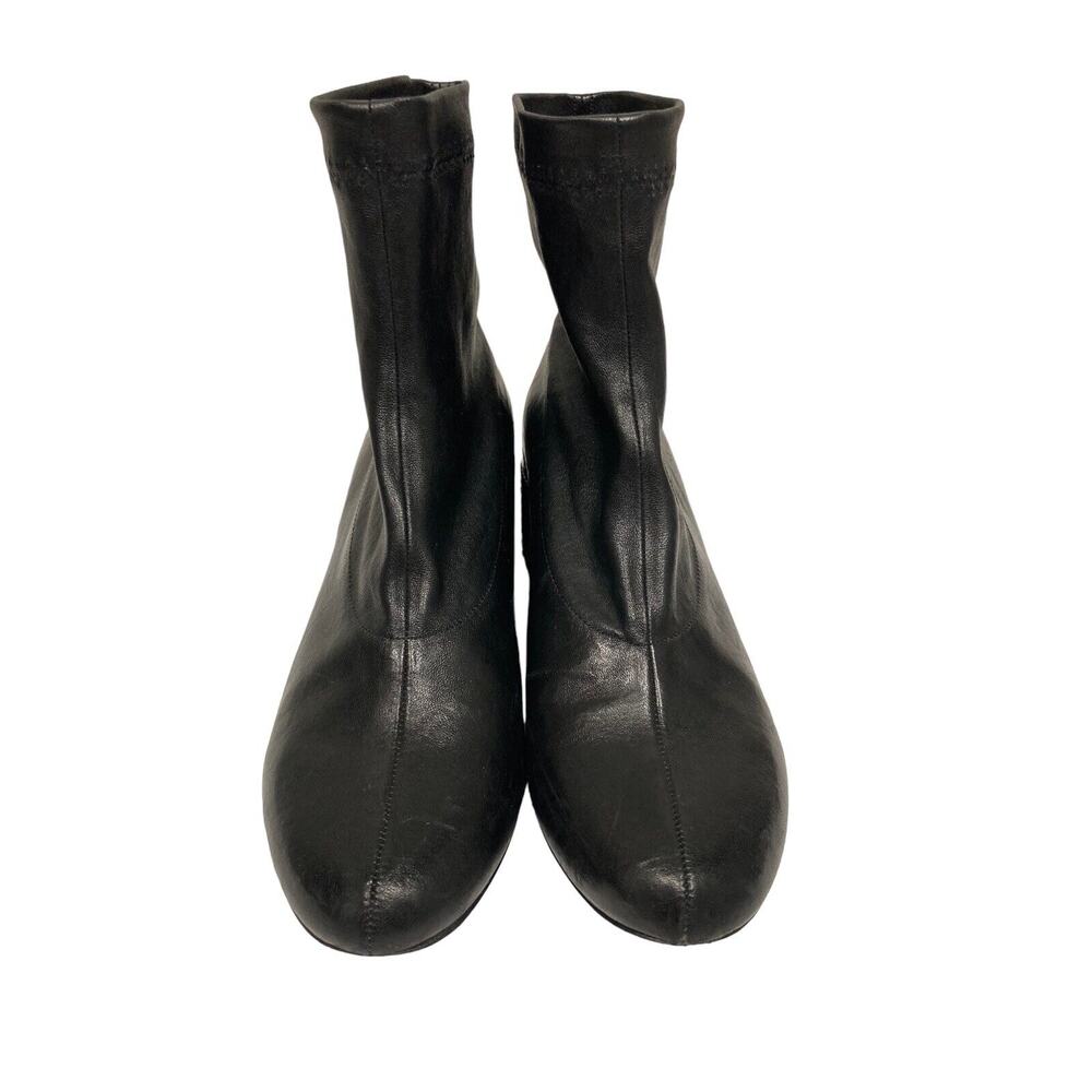 ROBERT CLERGERIE Black Leather Bead Studded Block Heel Ankle Booties Boots 37.5 - Picture 4 of 9